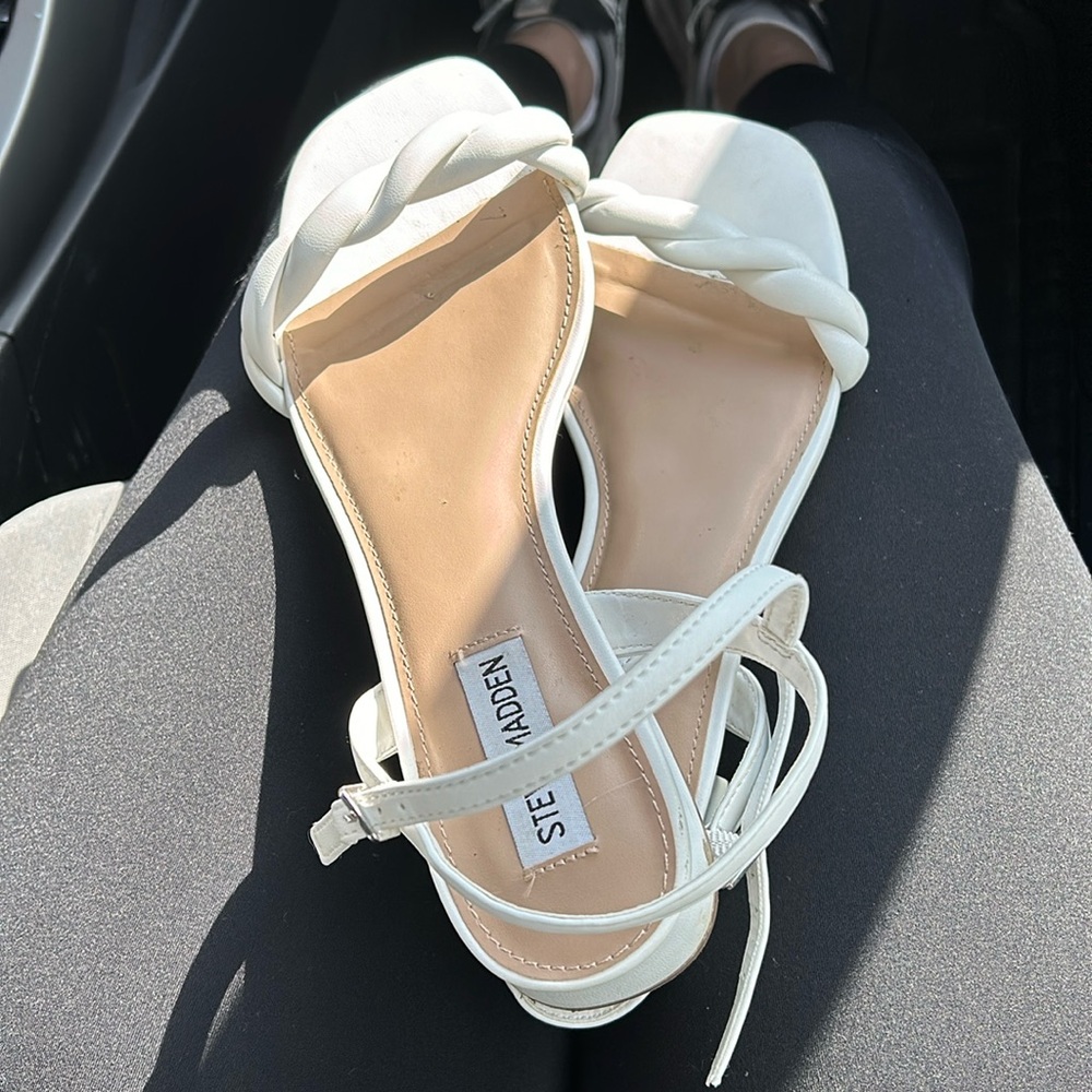 Steve Madden White Mini Heels